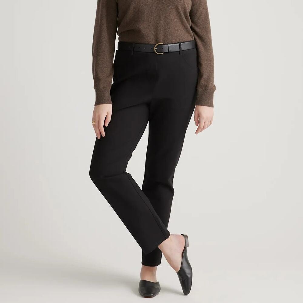 NWT Quince Ultra-Stretch Ponte Straight Leg 4-Pocket Pants Black Women's Size M